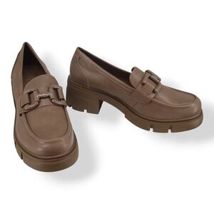 GC Shoes Caesar Taupe Lug Sole Platform Loafer Horsebit Chain Detail Size 9.5